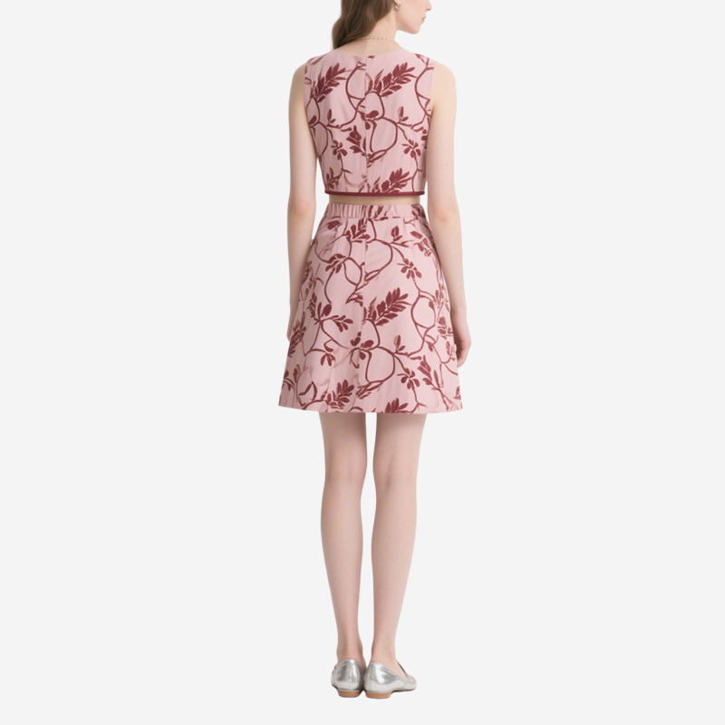 Floral Square Neck Crop Top & Mini Skirt Set