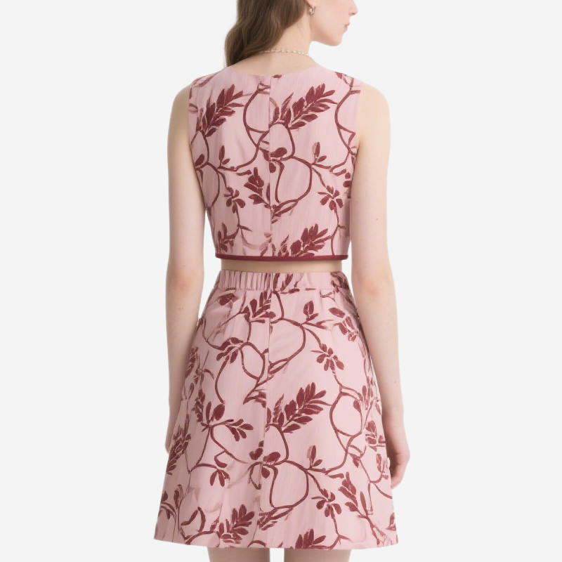 Floral Square Neck Crop Top & Mini Skirt Set