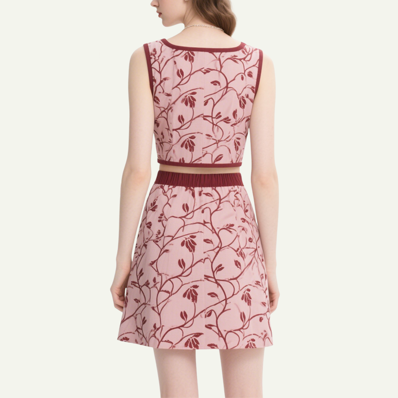 Floral Square Neck Crop Top & Mini Skirt Set