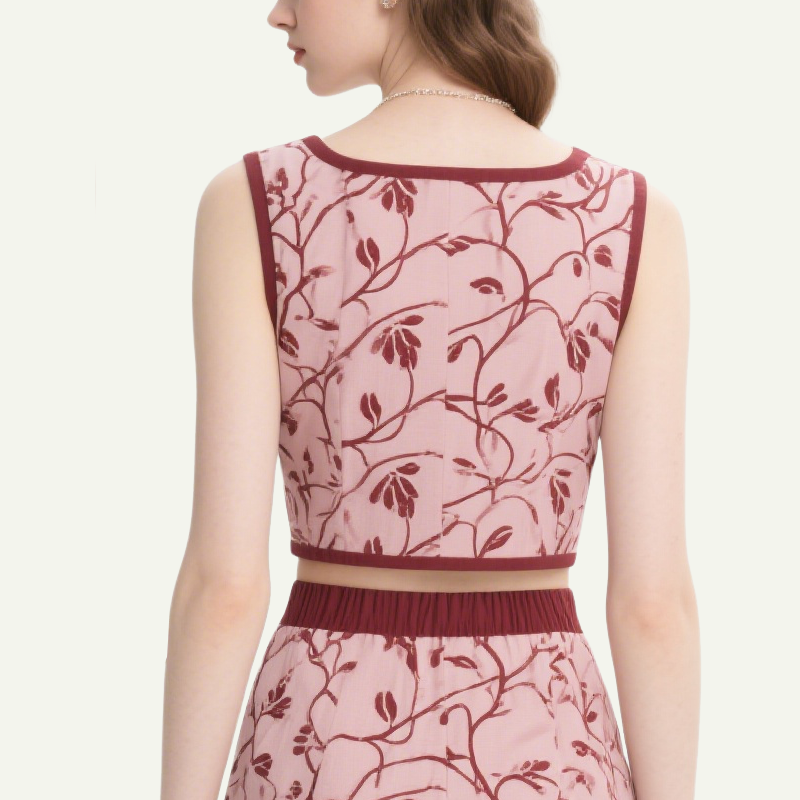 Floral Square Neck Crop Top & Mini Skirt Set
