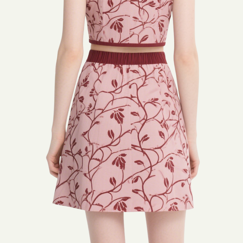 Floral Square Neck Crop Top & Mini Skirt Set
