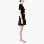 Chic Square Neck Puff Sleeve Crop Top & Embroidered Mini Skirt Set