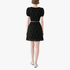 Chic Square Neck Puff Sleeve Crop Top & Embroidered Mini Skirt Set