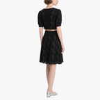 Chic Square Neck Puff Sleeve Crop Top & Embroidered Mini Skirt Set