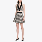 Stylish Retro Gingham Halter Crop Top & Mini Skirt Set