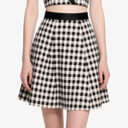 Stylish Retro Gingham Halter Crop Top & Mini Skirt Set