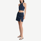 Summer Chic Denim Halter Crop Top & Mini Skirt Set