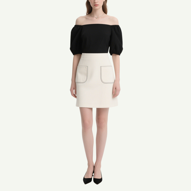 Trendy Off Shoulder Crop Top & A-line Mini Skirt Set