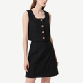 Classic Black Checkered Sleeveless Crop Top & Mini Skirt Set