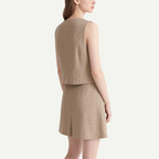 Chic V-neck Sleeveless Vest & Mini Skirt Set