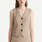 Chic V-neck Sleeveless Vest & Mini Skirt Set