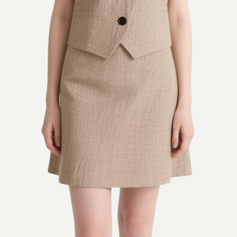 Chic V-neck Sleeveless Vest & Mini Skirt Set