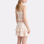 Floral Spaghetti Strap Crop Top & Tiered Mini Skirt Set