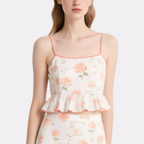 Floral Spaghetti Strap Crop Top & Tiered Mini Skirt Set