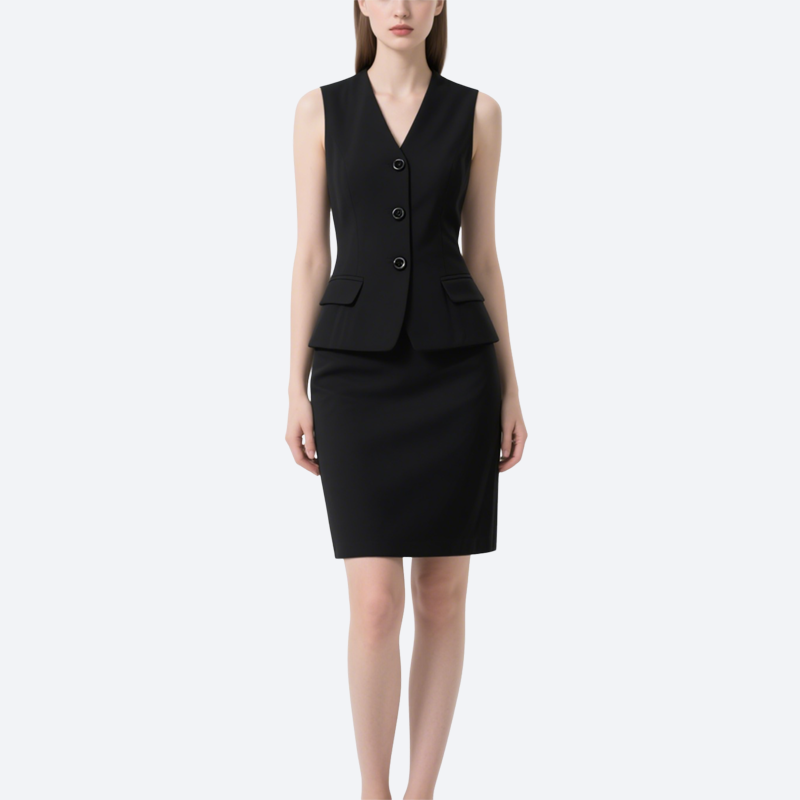 Classic Sleeveless Vest & Pencil Skirt Set Elegance Chic V-neck