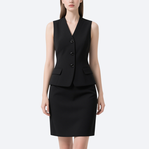 Classic Sleeveless Vest & Pencil Skirt Set Elegance Chic V-neck