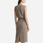 Elegant V-neck Sleeveless Knit Top & Midi Skirt Set Sleeveless Knit Outfit