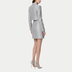 Chic Silver Double Breasted Blazer and Mini Skirt Set