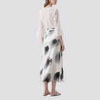 Elegant Women's Lace Top & Ink-Wash Skirt Set