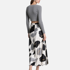 Women's Elegant V-Neck Top & Abstract Skirt Set Two Piece Outfit
