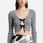 Women's Elegant V-Neck Top & Abstract Skirt Set Two Piece Outfit
