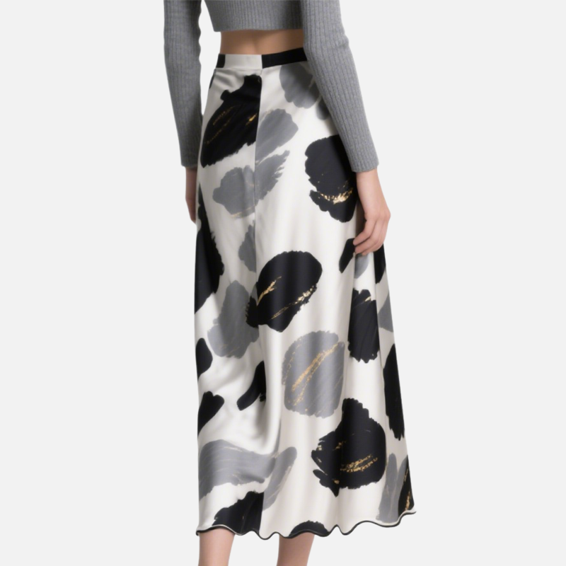 Women's Elegant V-Neck Top & Abstract Skirt Set Two Piece Outfit