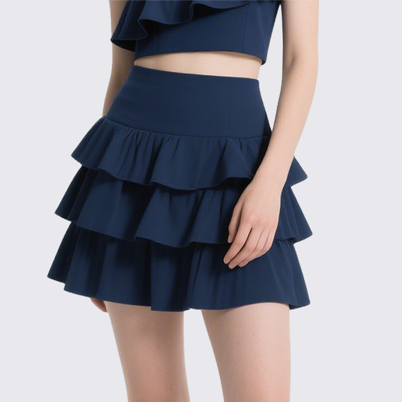 Chic Square Neck Ruffled Crop Top & Tiered Mini Skirt Set