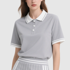 Polo Top & Mini Skirt Set Chic Sporty Striped