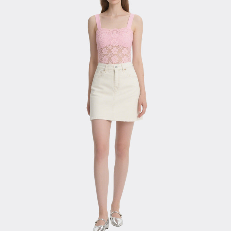 Lace Floral Cute Women's Tank