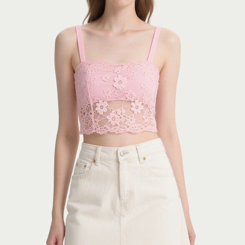 Women's Cute Comfortable Tank With Lace