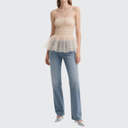 Mesh Simple Pleated Women's Tank