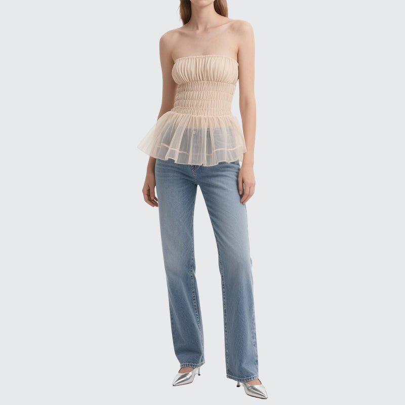 Mesh Simple Pleated Women's Tank
