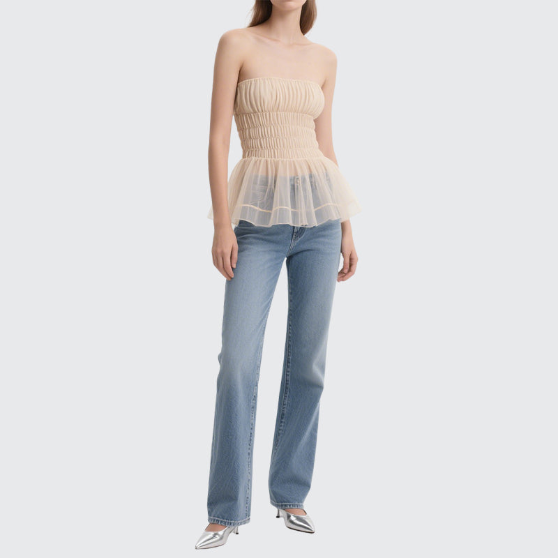 Mesh Simple Pleated Women's Tank