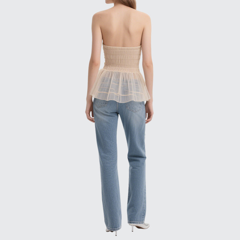 Mesh Simple Pleated Women's Tank