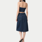 Women's Denim Halter Neck Summer Tank