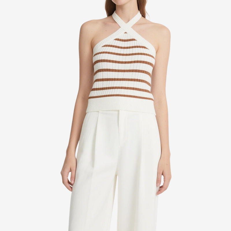 Women's Striped Sexy Halter Neck Tank