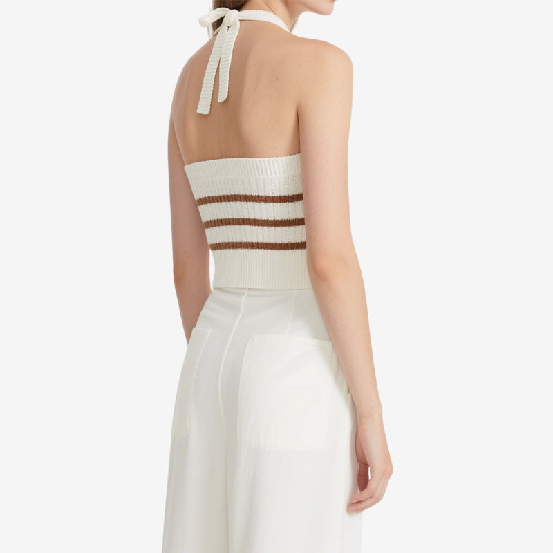 Women's Striped Sexy Halter Neck Tank