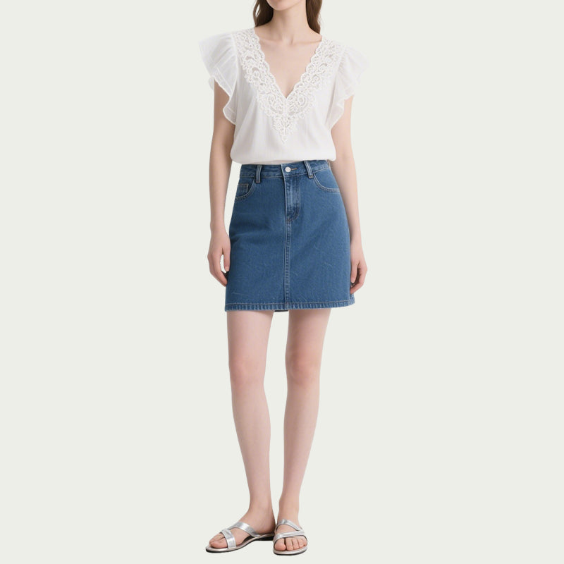 Women's Lace Ruffle Crop Tops