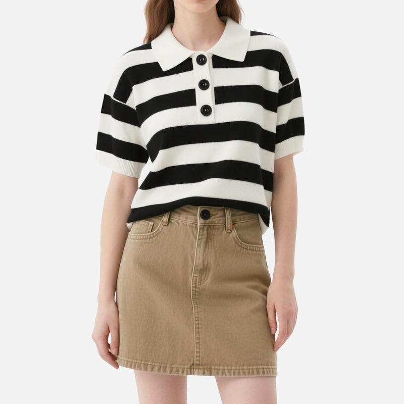 Women's Striped Casual Crop Tops