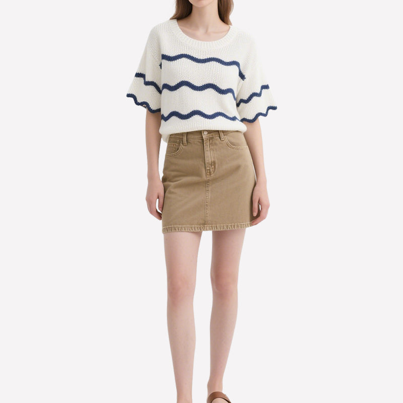 Classic Comfortable Striped Women's Crop Tops