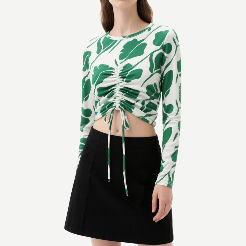 Printed Drawstring Women's Crop Tops