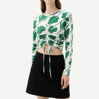 Printed Drawstring Women's Crop Tops