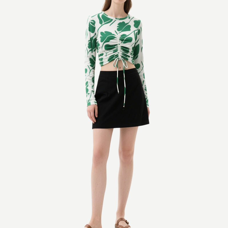 Printed Drawstring Women's Crop Tops
