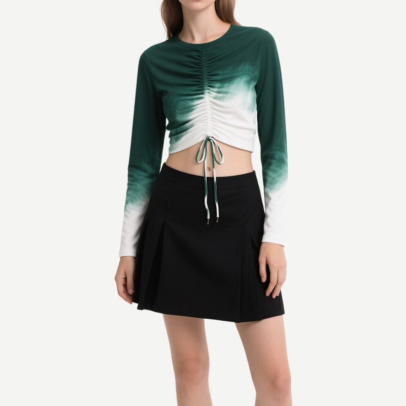 Women's Gradient Drawstring Crop Tops