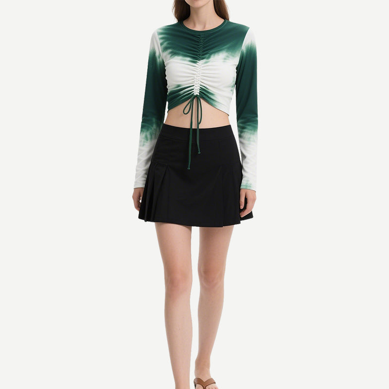 Women's Gradient Drawstring Crop Tops