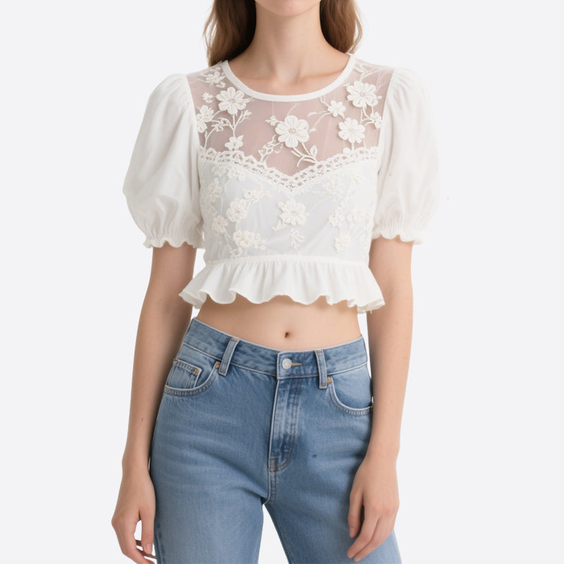 Women's Simple Lace Elegant Crop Tops