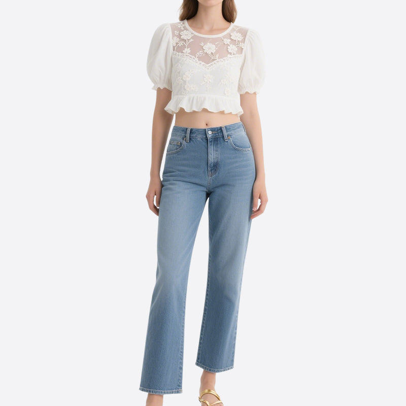 Women's Simple Lace Elegant Crop Tops