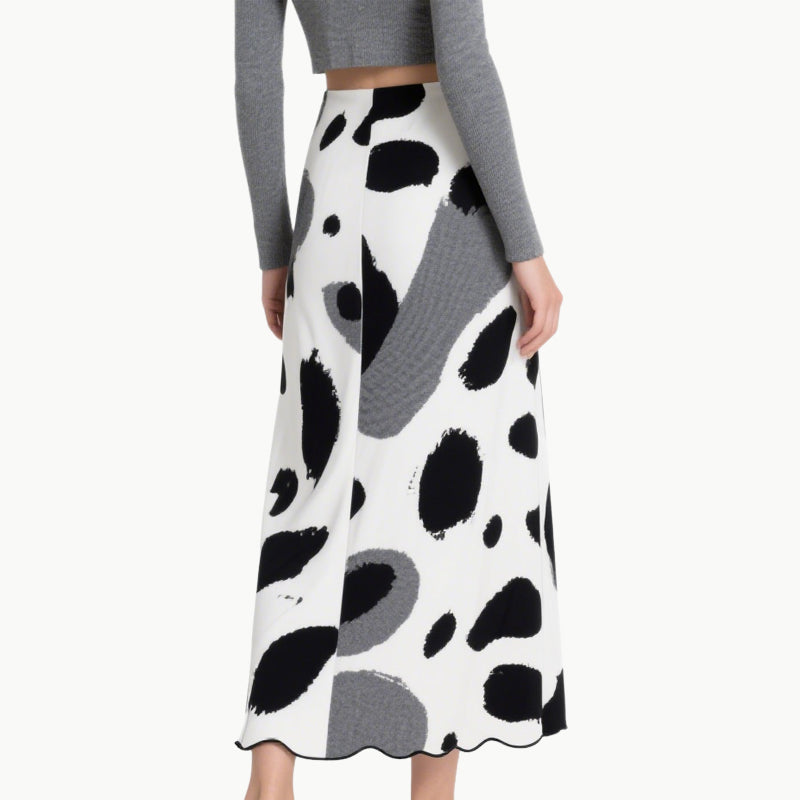 Cropped Knit Top with Cross Straps & Ink Skirt Two-Piece Set