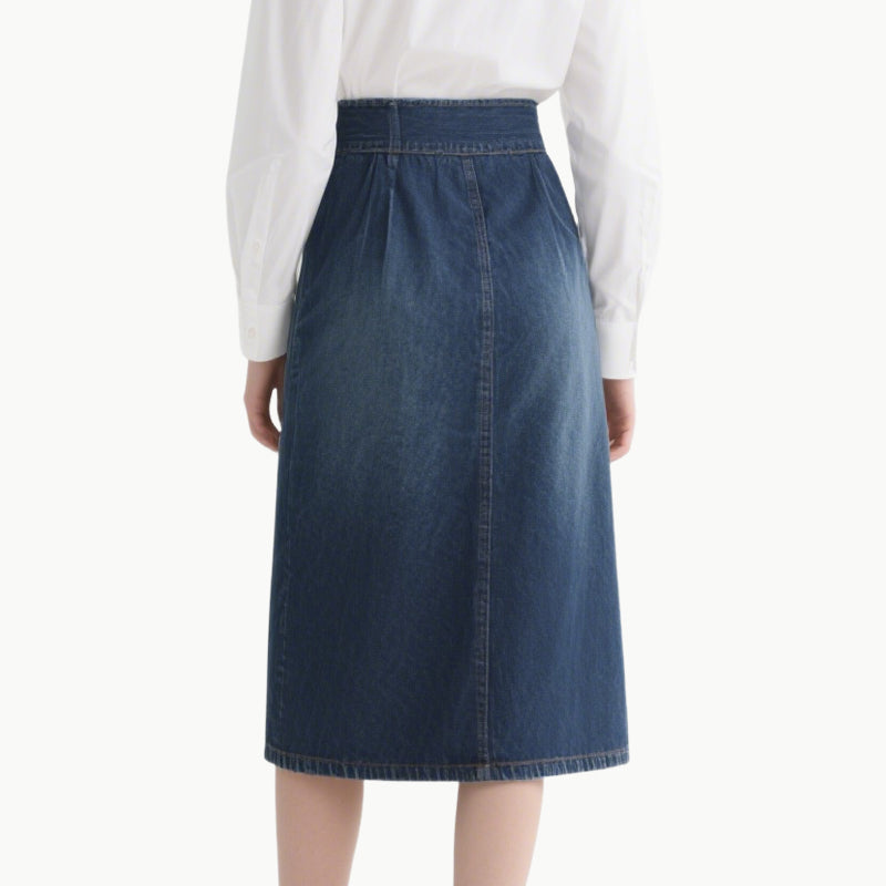Chic Women's White Shirt & Denim Skirt Set Classic Versatile