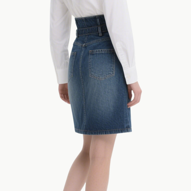 Chic Women's White Shirt & Denim Skirt Set Classic Versatile
